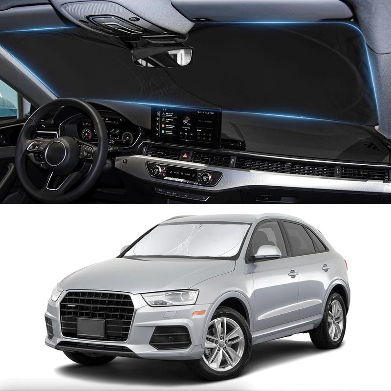 INSAUTO Custom fit Q3 Windshield Sunshade for 2013-2024 2025 2026 Audi Q3 Front Window Shades Cover for Windshield Sun Visor Screen Protector 210T Reflective Blocks UV Rays Cool Car Accessories - Image 1
